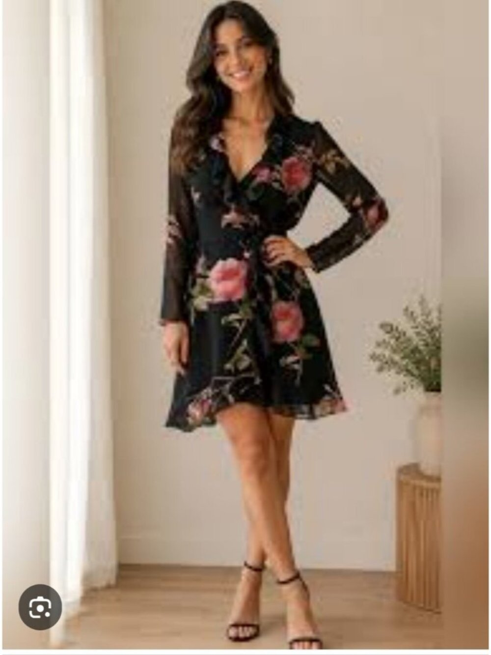ARITZIA | Wilfred Louise Wrap Dress Pink Floral Black Sz XXS
